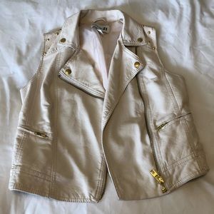 Forever 21 cream/gold faux leather vest